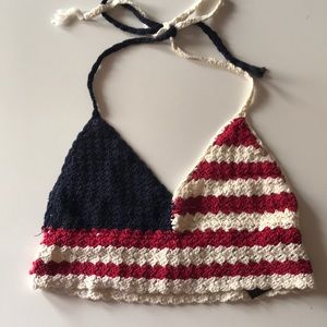 Crochet American flag crop top!!